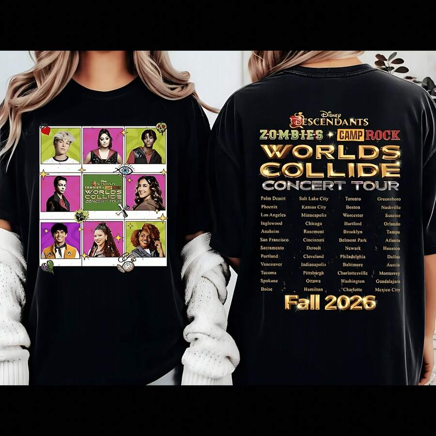 Movie Worlds Collide Concert Tour 2026 T-Shirt - Black - View 1