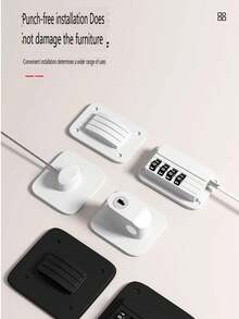 1 Set No Drill Fridge Lock, Child Safety Cabinet Door Drawer Sliding Door Lock, Password Lock - Thickened Upgraded Version - View 4