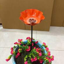 3D戶外鳥浴盆附插樁,紅色金屬鳥食盆,耐候防鏽,結構堅固穩定,多功能野鳥洗浴與餵食站,優雅景觀裝飾適用於花園、庭院、露台與後院 - A - 查看 8