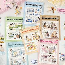 Set de 15 piezas de pegatinas de lista de verificación cálidas y encantadoras, pegatinas lindas de la vida diaria para niñas, hermosas pegatinas decorativas para scrapbooking, diario, planificador y útiles escolares - EXW2312031 - Ver 3
