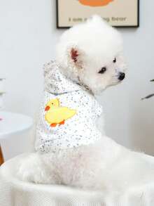 PETCIRCLE 1件宠物服装，室内外皆宜，欧美韩风，适合贵宾犬、泰迪犬、小型犬及幼犬，休闲舒适连帽衫 - 鸭子图案 - 彩色 - 查看 1