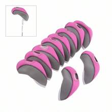 Copriferri da golf con finestra trasparente, confezione da 10 protezioni in neoprene per ferri da golf, compatibili con , Ping,Cobra - Rosa grigia - Visualizzare 2