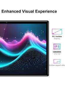 Qetupa X15 10.1 Inch Android 15 Tablet, 4GB RAM+64GB/128GB ROM, MTK 6771 Octa-Core 1.8GHZ Processor, HD(1280x800) IPS Touchscreen, BT 5.2&802.11ac WiFi5, GPS, 5MP Front Camera&8MP Rear Camera, 6000mAh Large Battery, No SIM Card Support(No Adapter) - Black With Leather Case - View 6