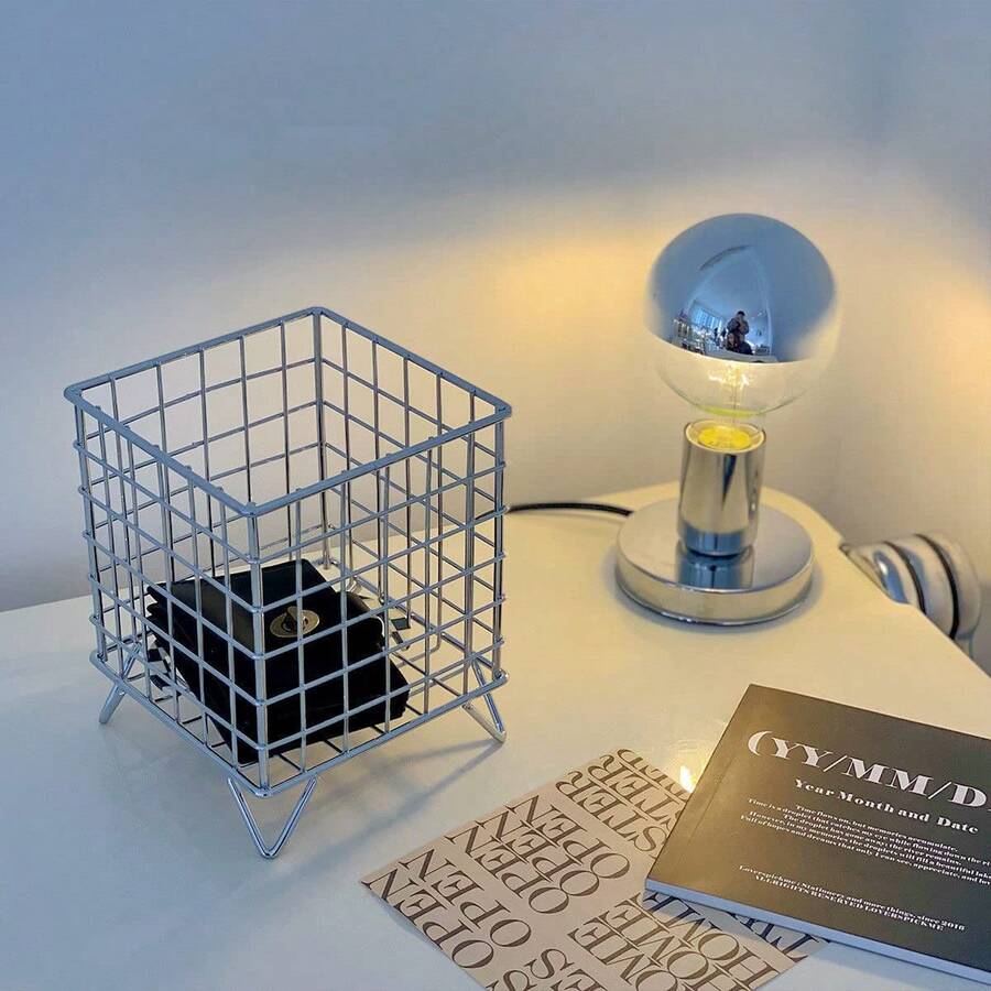 Manovix 1pc Fashionable Iron Wire Storage Basket, Suitable For Storing Coffee Capsules, Concentrates, Books, Tapes, Snacks, Ideal For Valentine's Day, Wedding, Birthday, Kitchen Organization, Shelving, Wardrobe Organization, Storage Box, Cosmetic Storage, Back To School Season - Silver - View 1