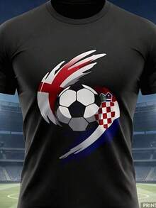 Teenage Clothing, England Vs Croatia Football Jersey, 2026 World Cup Match Day Jersey, England Croatia Football Fan Jersey, 2026 World Cup Fan Jersey, Suitable For All Seasons, Short-Sleeved Round Neck Jersey, Printed On One Side, 220g Pure Cotton, Unisex, Can Be Used As An Inner Layer. Simple Football Jersey Design, Classic Jersey. Women's New Fashionable Elegant Solid Color Versatile Men's T-Shirt, Suitable For Daily, School, Beach, Vacation, And Home Wear Summer,Chirden Streetwear Women,2000s Style,Gym,Gym Wear Women,Squishies,Sports Top,Alt,Children's T-Shirts, Kids' Clothing, Printed T-Shirts, Graffiti-Style Cartoons - Black - View 1