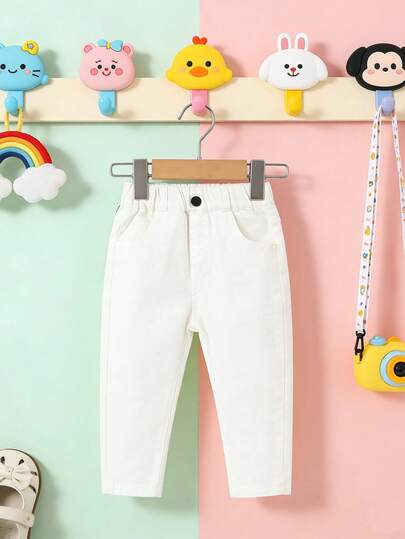 Unisex Kids Casual Elastic Waist Slim Fit Pants, Suitable For All Seasons