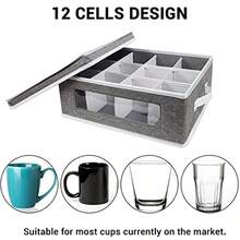 homyfort Caja para organizador contenedores porcelana con divisores para 12 café y té resistente y apilable - Gris - Ver 7