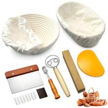 Sourdough Bread Baking Tool Set, Round/Oval Fermentation Basket With Liner, Dough Mixer, Replaceable Blade Bread Lame, Dough Scraper, Handmade Bread, Sourdough, Toast Baking Set, Suitable For Beginners And Professional Bakers - View 2
