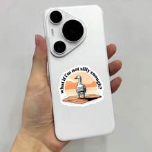 1PC 3Inch 1PC 3In" What If I'm Not Silly Enough Sticker Featuring A Goose Staring Into A Sunset Over A Dock, Perfect For Students, Creatives, Mental‑Health Cuties, Nature Lovers, And Anyone Who Has Ever Wondered Whether They're Living Up To Their Own Silliness Potential - A - View 5