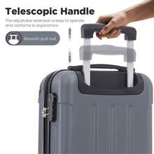 YONSLY 16 Inch Suitcase With Detachable Wheels 360° Combination Lock Double Zipper Soft Rubber Handle Trolley Travel Suitcase For Vacation - 深灰色 - 查看 6