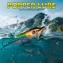 PRO BEROS Proberos 1pc 12cm/16cm Topwater Floating Popper Lure, Artificial Hard Wobbler Rattling Baits, 19g/50g Long Cast Surface Popper For Saltwater Bass Fishing, Fishing Tackle - Butterfly - View 7