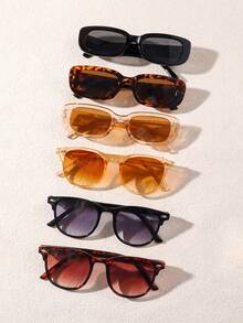 6 Pairs Personalized Retro Ultra-Lightweight Round Frame Candy Color Street Style Fashion Glasses - Multicolor - View 7