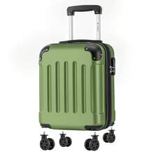 YONSLY 16 Inch Suitcase With Detachable Wheels 360° Combination Lock Double Zipper Soft Rubber Handle Trolley Travel Suitcase For Vacation - 橄欖綠 - 查看 1