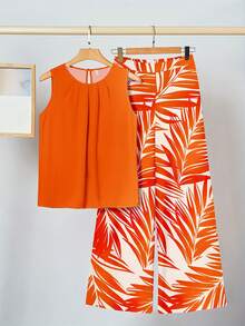 Women's Elegant Tank Top & High Waist Shorts 2 Piece Set,Muti Colors Available, Lightweight Loose Fit, Casual Summer Co-Ords For Office, Vacation & Daily Wear | All Age Friendly/Summer Outfits For Women/Two Piece Set Women/Vacation Outfits Women/Summer Clothes/Summer/Conjunto De Dos Piezas Mujer/Beach Outfits For Woman/Summer Tops/Women Two Piece Sets/Workout Sets Women/Glowmode - quả cam - Xem 2