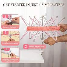 SPEENSUN Yarn, Adjustable Angle/Height Yarn Turn Loose Yarn Into Tidy Skeins, Easy To Install And Foldable, Perfectly Paired With Yarn Winder, With Storage Bag And Packaging Box - Pink Plastic - View 5