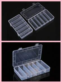 6-Grid Transparent Rectangular Eyelash Tool Storage Box, Flip-Cover Plastic Organizer Box, Classified Storage Box, Plastic Organizer Box, Eyelash Storage Box, Portable Tool Organizer Box, Dust-Proof With Cover For Storing Cleaning Rods, Eyelash Brushes, Eye Patches, Tapes - Clear - View 4