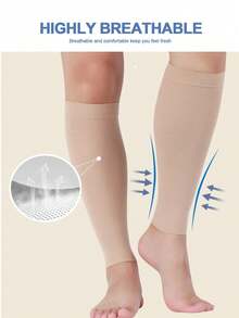 1 Pair Unisex Toe-Less Compression Socks, Suitable For Sports, Travel, Work, Fitness, Short Compression Socks For Autumn Use - Multicolor - View 3