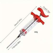 1/2pcs Meat Injector Syringe, Graduated Barrel With Smooth Grip, Needle Easily Penetrates Meat For Marinating, Suitable For Turkey, Steak, Brisket, Home Parties And BBQ, Compact Storage For Kitchen Use - Multicolor - View 5