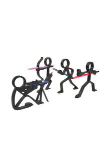 1Pc 3D-Printed Matchstick Pen Holder, Cute Chibi-Style Desk Organizer, Bookshelf Deco, Suitable For Office, For Home Use, Minimalist 3D Printed Desktop Organizer, Decorative Silhouette Pen Stand, Creative Humanoid Pose Pencil Cup, Unique Office Decor And Teacher Gift, Black Matte Finish,Plastic Pencil - Multiple Colors - View 3