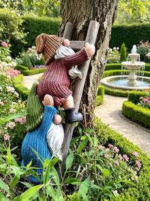 Dwarf Decorative Figurine, Funny Climbing Ladder Design, Made Of Resin Material Suitable For Outdoor Decoration, Perfect For Yard, Lawn And Porch, Also A Great Mother's Day Gift - A - View 4