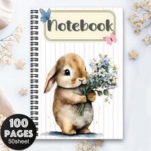 1 pieza Cuaderno de espiral con tema de Pascua, diario de viaje, planificador de oficina lindo con conejo, libreta decorativa con huevos, diario diario, regalo de fiesta, libro de visitas, planificador de reuniones, regalo de cumpleaños para mujer, cuaderno con patrón de mariposa floral y conejo - B - Ver 3