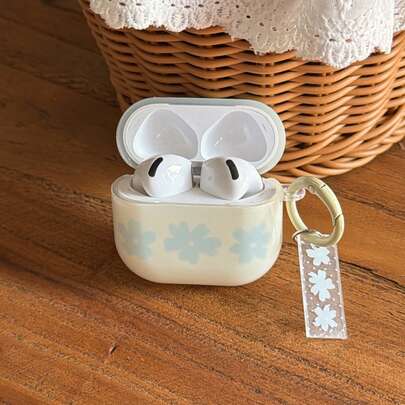 清新美學海鹽牛奶霧花卉品牌套裝，適用於 Apple Pro 3 Case/ Pro 2 Case/ Pro Case/ 4 Case/ 3 Case/ 2 Case/時尚女款耳機保護殼/極簡耳機保護殼/Apple 耳機保護殼/Apple 耳機保護套