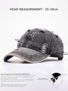 1pc Distressed Washed Denim Baseball Cap, Unisex Couple Style, Outdoor Versatile All Season Soft Crown Curved Brim Hat - Multicolor - View 5