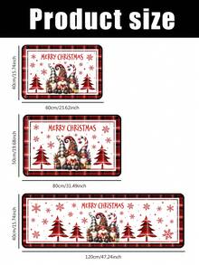 1pc Christmas Decorative Floor Mat 40x60cm, 50x80cm, 40x120cm, Pattern With Christmas Gnomes, Snowflakes, Christmas Trees And Gift Boxes, Red And Black Buffalo Plaid Border, Suitable For Holiday Home Decor, Entryway, Bathroom And Kitchen - Multicolor - View 2