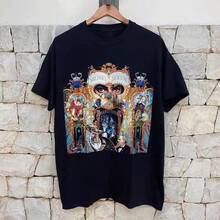 Playera  Unisex |       Estampado de Arte Lineal Retrato |       Camiseta de Algodón Blanco para Hombre y Mujer |       Tallas S-3XL |       Ropa Urbana Nostálgica Trendy - Blanco - Ver 9