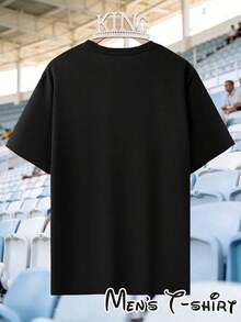 [Official World Cup License] Short Sleeve T-Shirt With World Cup Print "Goal Celebration Style", Suitable For Shopping, Casual Fashion, House Parties, With A Goal Celebration Graffiti Style, Ideal For Daily Outings, Meetings With Friends, Dinners, Travel And Business Trips, A Gift For Football Fans, 100% Cotton - 黑色 - 查看 3