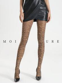 MOIRÉALLURE 女款豹紋絲襪 時尚性感 薄款半透明緊身褲襪 日常派對通勤穿著 - 彩色 - 查看 4