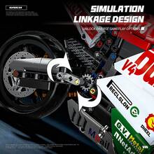 1:8 Bloques de Construcción de Motocicleta de Carreras Estilo Ducati, 805 piezas Motocicleta Mecánica Simulada con Partes Móviles, Juguete de Ensamblaje de Alta Dificultad, Decoración de Escritorio Coleccionable, Regalo Perfecto para Niños y Adolescentes - Multicolor - Ver 9