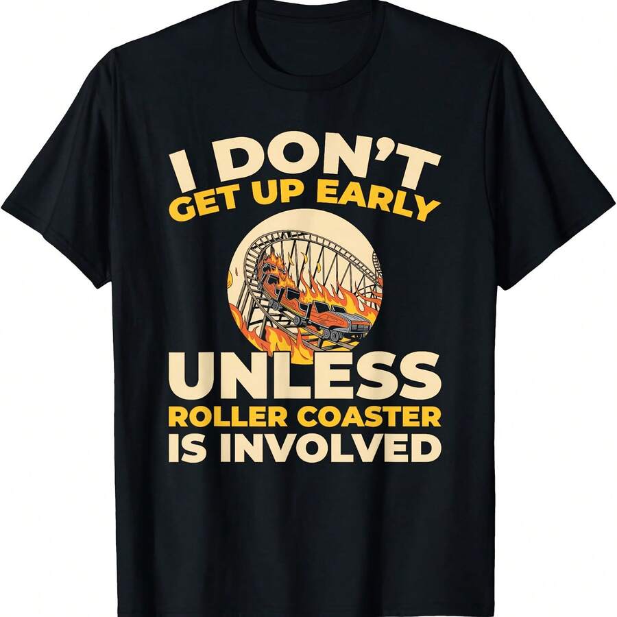 Theme Park - Amusement Roller Coaster T-Shirt - 黑色 - 查看 1