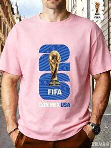 FIFA World Cup Licensed 2026 World Cup Soccer • Themed Prints For The USA Series • Men's Short-Sleeve T-Shirts • Casual Wear • Suitable For Fitness, C - 粉色 - 查看 8