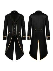 Cosplay Clothing - Black Tuxedo With Gold Trim - View 1