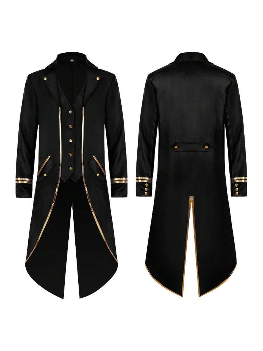 Cosplay Clothing - Black Tuxedo With Gold Trim - View 1