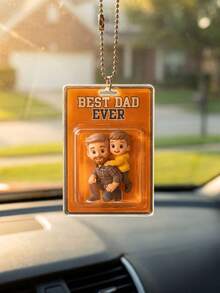 1/3/5PCS Personalized Dad Acrylic Car Hanger, Custom Photo & Text UV Acrylic Car Ornament, Customizable Father-Child Cartoon Style Car Pendant, Thoughtful Father's Day Gift From Kids, Endless Love Keepsake, Car Rearview Mirror Decor, Gift For New Dads, Stepdads, Grandpas, Ideal Birthday & Father's DayPresent - Normal - View 9