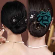 1pc New Shiny Rhinestone Twist Knot Hair Clip, Fashionable Versatile Suitable For Various Hairstyles, Loose Bun Hair Accessory, Bowknot Hair Clip For Women - A - View 5