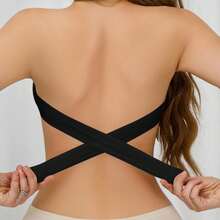 Popular sujetador sin tirantes para mujer con cierre lateral cruzado de - Blanco - Ver 4
