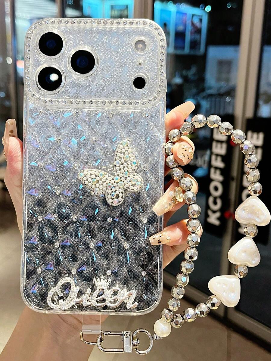 Ốp lưng điện thoại đính đá họa tiết da báo, dây đeo, tương thích với iPhone 17/16/15/14/13/12/11, vỏ bảo vệ cho Apple. - Nhiều màu - Xem 1