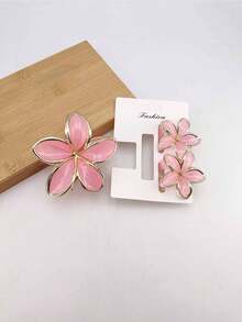 3/9/18pcs Solid Color 5-Petal Flower Gold Rim Casual ABS Plastic Hair Clips, Suitable For Daily Wear - Multicolor - View 16