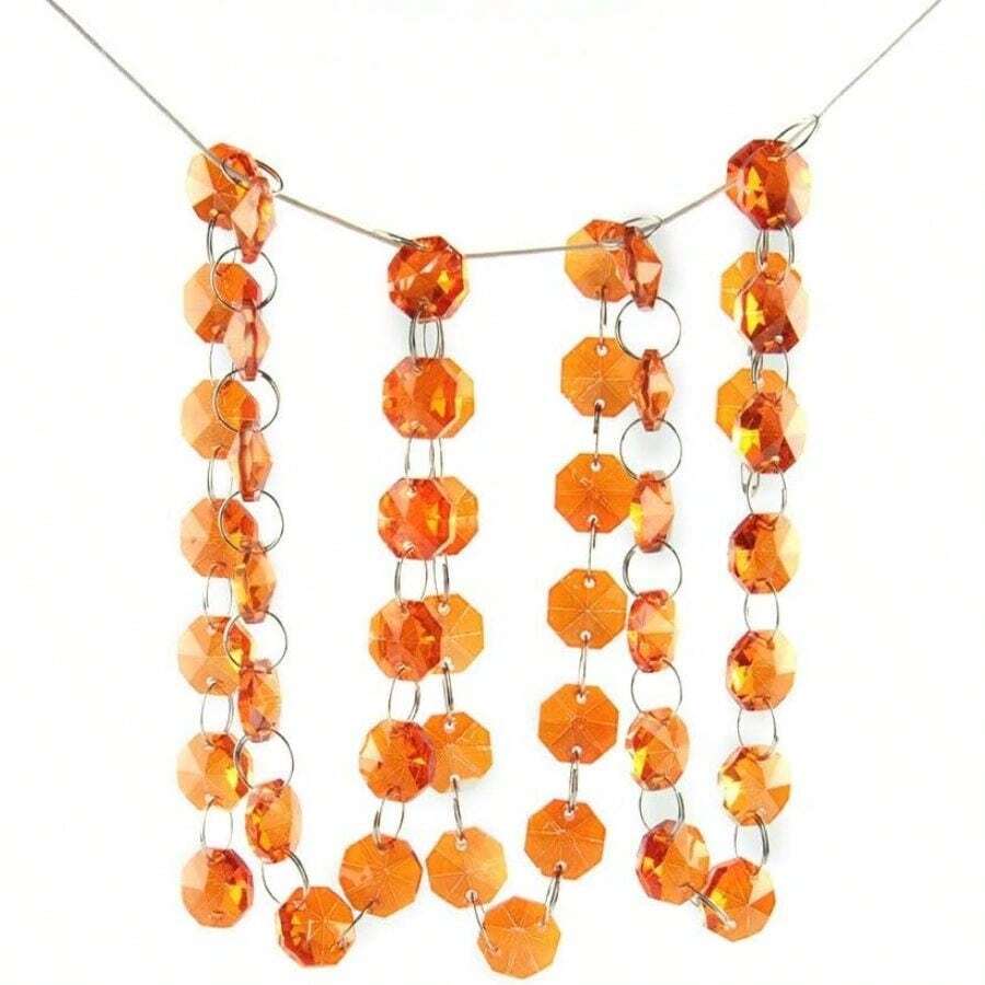 10m/50m Glass Beads Orange Chandelier Lamp Octagon Chain Garlands Wedding/ Party Decor - (Size: 10 Meters) - 10 Meters - View 1