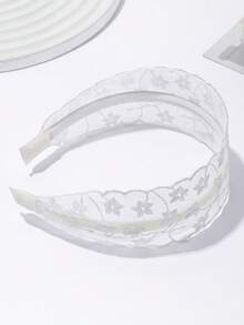 1 pieza Conjunto de diadema con bordado de flores de encaje - Multicolor - Ver 6