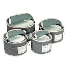 Richards Homewares Micro Fiber Deluxe Plate Case Set of 4-Grey - Gris - Ver 2