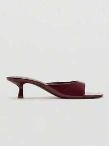 2026 Spring/Summer Korean Style Elegant Square Toe Strap Sandals High Heels Mule Shoes For Women - Burgundy - View 3