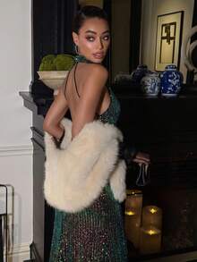 Elegant Sequin Backless Romantic Sexy Women's Dresses Fall Wedding Party Black - Black - View 4