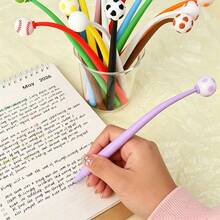5pcs Creative Cartoon Shake Pens (Random Color/Style) With Cute Football, Basketball, And American Football Design, Shake-And-Swing Gel Pens, Ideal Learning Stationery And Office Supplies, Back To School - A - View 5