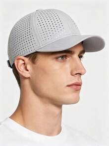 1 pieza Gorra de béisbol unisex de unicolor de secado rápido, sombrero de malla para deportes al aire libre, gorra casual ajustable adecuada para verano, primavera y otoño, viajes, playa, protección solar - Gris Claro - Ver 3