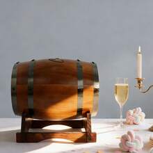 Vintage Wine Barrel Shaped Wedding Card Box, Premium Pinewood Guest Card Holder With Removable Lid, Large Capacity Envelope Collection Box For Wedding Party Baby Shower Graduation Party Decor - A - View 5