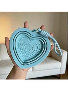 Bát ăn và uống nước hình trái tim có thể gập lại, kèm dây treo, làm bằng silicon mềm, di động, có màu hồng/xanh dương, thích hợp cho chó và mèo khi đi dạo ngoài trời, cắm trại, du lịch. - Nhiều màu - Xem 8